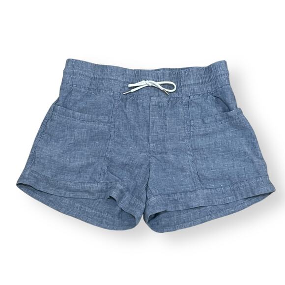 Athleta Womens Size 6 Cabo Linen 4" Shorts Chambray Blue Casual Beach Pockets - Picture 3 of 10